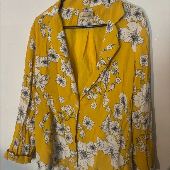Cleobella Anthropologie Yellow Floral Viscose Blouse Button Front Women’s Size S - Picture 4 of 10